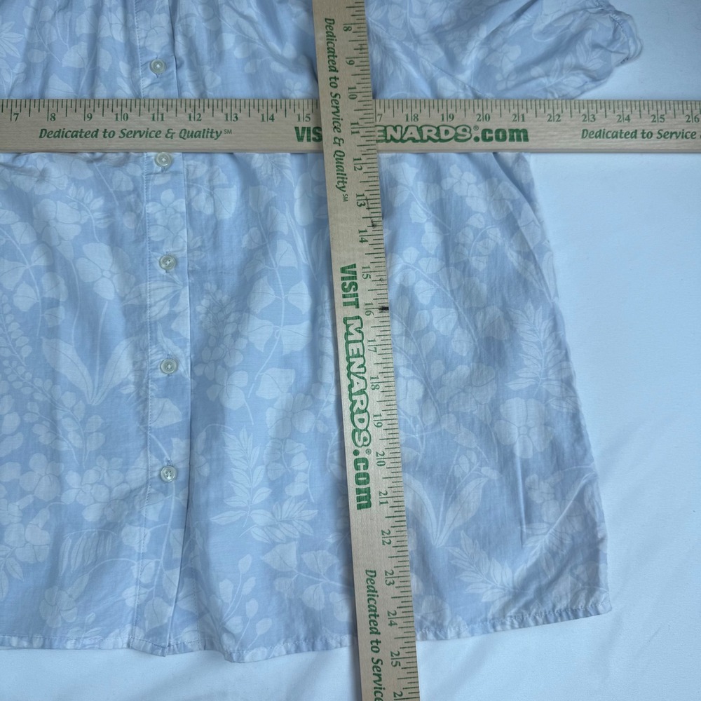 Ann Taylor Blue White Floral Puff Sleeve Cottagecore Peasant Blouse Top L Petite - Picture 3 of 6